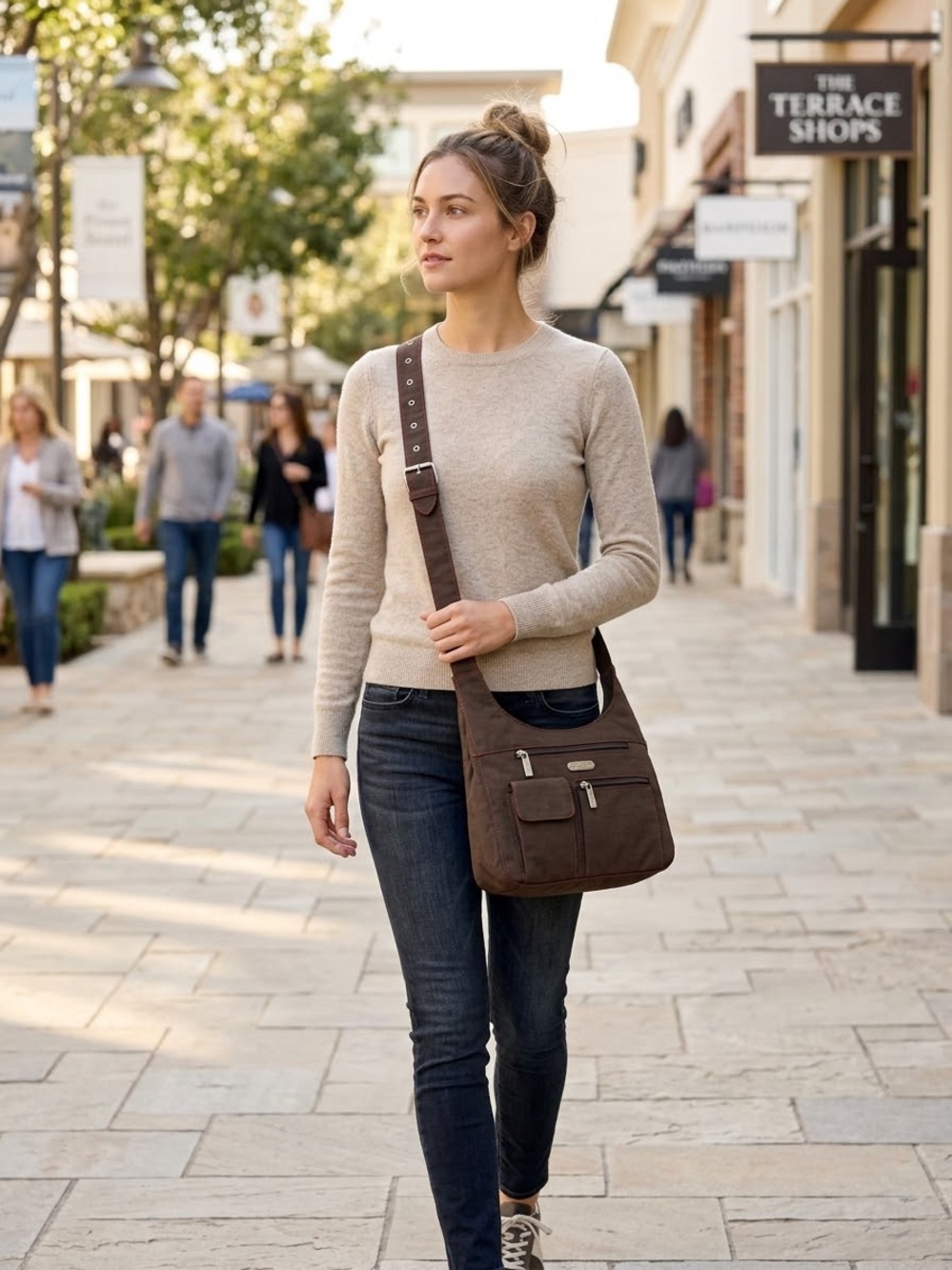 Baggallini Everyday Crossbody Shoulder Bag - Brown
